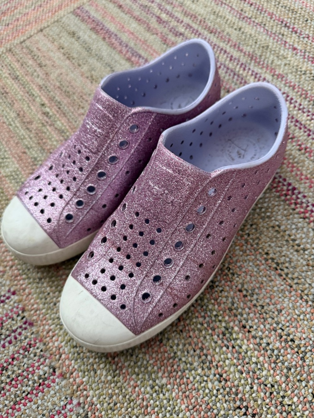 Native Kids Water Shoes Purple Glitter Slip-On